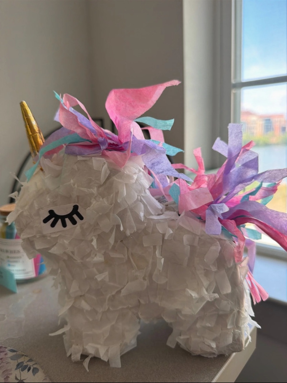 Party Unicorn Piñata - White with Pastel Mane